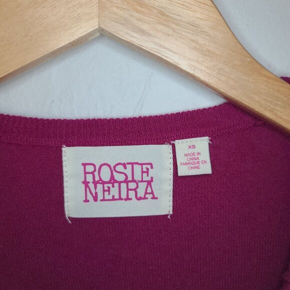 Rosie Neira Sweater Pink Mauve Cotton Cashmere Blend Ruched Neckline Size XS - Picture 3 of 8